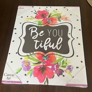 Be you-tiful canvas art with floral background